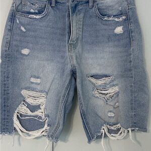 Vervet 100% cotton distressed denim shorts